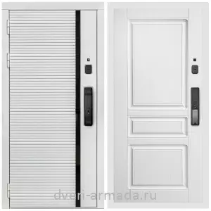 Входные двери 960х2050, Умная входная смарт-дверь Армада Каскад WHITE МДФ 10 мм Kaadas K9 / МДФ 16 мм ФЛ-243 Ясень белый