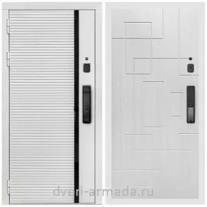 Современные входные двери, Умная входная смарт-дверь Армада Каскад WHITE МДФ 10 мм Kaadas K9 / МДФ 16 мм ФЛ-57 Белый жемчуг