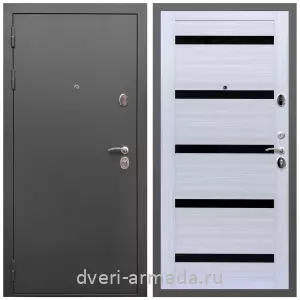 Антивандальные для квартир, Дверь входная Армада Гарант / МДФ 16 мм СБ-14 Сандал белый стекло черное