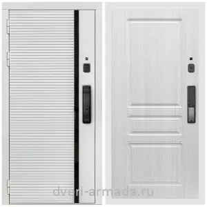 Входные двери 960х2050, Умная входная смарт-дверь Армада Каскад WHITE МДФ 10 мм Kaadas K9 / МДФ 16 мм ФЛ-243 Дуб белёный
