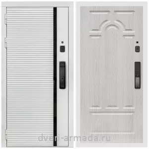 Входные двери 960х2050, Умная входная смарт-дверь Армада Каскад WHITE МДФ 10 мм Kaadas K9 / МДФ 16 мм ФЛ-58 Дуб белёный