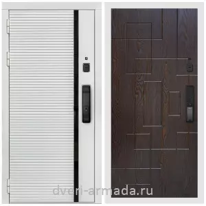 Левые входные двери, Умная входная смарт-дверь Армада Каскад WHITE МДФ 10 мм Kaadas K9 / МДФ 16 мм ФЛ-57 Дуб шоколад