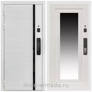 Входные двери 880 мм, Умная входная смарт-дверь Армада Каскад WHITE МДФ 10 мм Kaadas K9 / МДФ 16 мм ФЛЗ-120 Дуб белёный