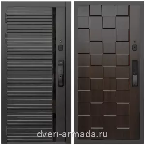Двери МДФ для квартиры, Умная входная смарт-дверь Армада Каскад BLACK МДФ 10 мм Kaadas K9 / МДФ 16 мм ОЛ-39 Эковенге