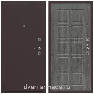 МДФ со стеклянными вставками, Дверь входная Армада Комфорт Антик медь / МДФ 10 мм ФЛ-38 Дуб Филадельфия графит