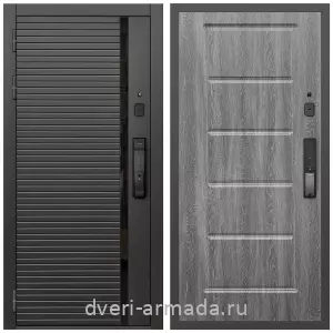 Входные двери 960х2050, Умная входная смарт-дверь Армада Каскад BLACK МДФ 10 мм Kaadas K9 / ФЛ-39 Дуб Филадельфия графит