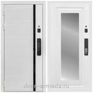 Входные двери МДФ с двух сторон, Умная входная смарт-дверь Армада Каскад WHITE МДФ 10 мм Kaadas K9 / МДФ 16 мм ФЛЗ-120 Ясень белый