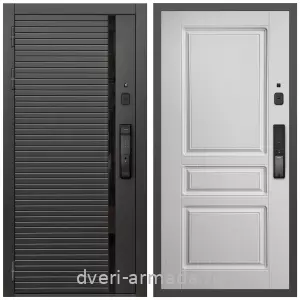 Двери МДФ для квартиры, Умная входная смарт-дверь Армада Каскад BLACK МДФ 10 мм Kaadas K9 / МДФ 16 мм ФЛ-243 Ясень белый