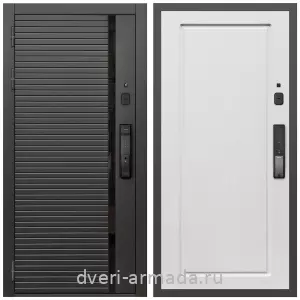 Двери МДФ для квартиры, Умная входная смарт-дверь Армада Каскад BLACK МДФ 10 мм Kaadas K9 / МДФ 16 мм ФЛ-119 Ясень белый