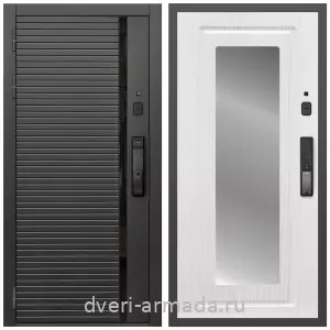 Входные двери 2050 мм, Умная входная смарт-дверь Армада Каскад BLACK МДФ 10 мм Kaadas K9 / МДФ 16 мм ФЛЗ-120 Ясень белый