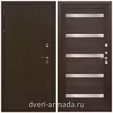 Дверь входная уличная в дом Армада Термо Молоток коричневый/ МДФ 16 мм СБ-14 Эковенге стекло белое